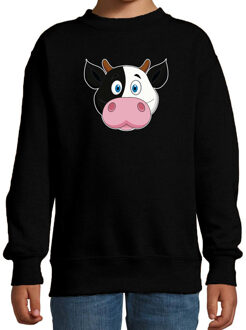 Cartoon koe trui zwart voor jongens en meisjes - Cartoon dieren sweater kinderen 14-15 jaar (170/176)
