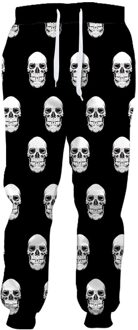 Cartoon Lachend Witte Schedel Print Toevallige Zwarte Mannen Joggingbroek 4XL