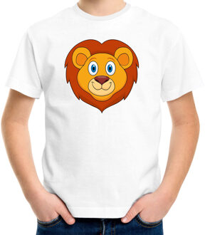 Cartoon leeuw t-shirt wit voor jongens en meisjes - Cartoon dieren t-shirts kinderen M (134-140)