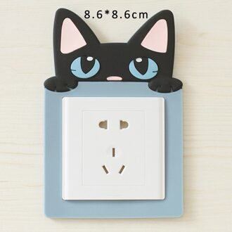 Cartoon Lichtgevende Kid Room Decor 3D Voor Schakelaar Outlet Siliconen Muursticker On-Off Beschermende Cover 1Pcs Voor huishouden blauw kat