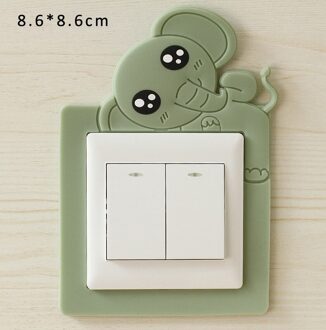 Cartoon Lichtgevende Kid Room Decor 3D Voor Schakelaar Outlet Siliconen Muursticker On-Off Beschermende Cover 1Pcs Voor huishouden groen olifant