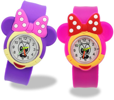 Cartoon Minnie Kids Mouse Watches Baby Slap Watch Children Initial Study Time Toy Clock Child Digital Quartz Watch Birthday Gift