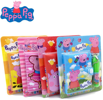 Cartoon Notebook Set Peppa Pig Easy To Carry Cute Anime Pattern Stationery Notebooks with Ballpoint Pen Kids Birthday Toy Gift