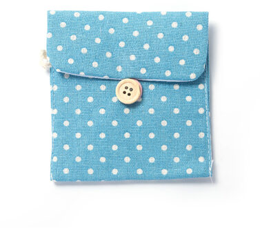 Cartoon Outdoor Reizen Zakken Maandverband Bag Purse Maandverband Handdoek Tas Vrouwen Dame Katoen Volledige Stippen Zakken Blauw
