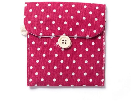 Cartoon Outdoor Reizen Zakken Maandverband Bag Purse Maandverband Handdoek Tas Vrouwen Dame Katoen Volledige Stippen Zakken Bourgondië