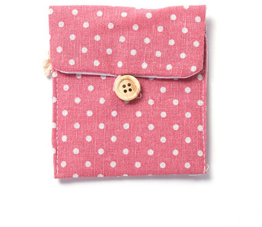 Cartoon Outdoor Reizen Zakken Maandverband Bag Purse Maandverband Handdoek Tas Vrouwen Dame Katoen Volledige Stippen Zakken Roze