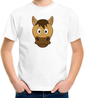 Cartoon paard t-shirt wit voor jongens en meisjes - Cartoon dieren t-shirts kinderen XS (110-116)