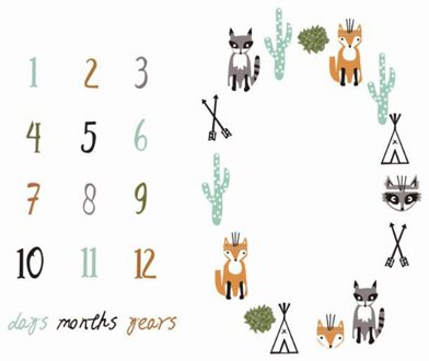 Cartoon Patroon Baby Baby Milestone Foto Props Achtergrond Dekens Achtergrond Doek Kalender Jongen Meisje Foto Accessoires