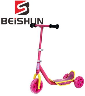 Cartoon Plastic driewielige Kinderwagen Kind Scooter driewielige Fiets donker roze