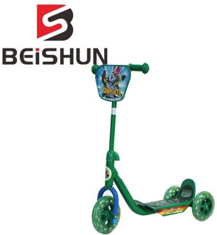 Cartoon Plastic driewielige Kinderwagen Kind Scooter driewielige Fiets groen