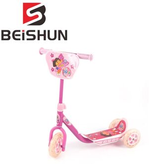 Cartoon Plastic driewielige Kinderwagen Kind Scooter driewielige Fiets roze paars
