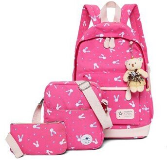 Cartoon Printing 3 Stks/set Schooltassen Voor Meisjes Verse Vrouwen Rugzakken School Rugzak Rugzak Mochila Escol rood