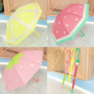 Cartoon Rechte Handvat Paraplu Transparant Rechte Pole Paraplu Leuke Lange Handvat Haak Paraplu geel