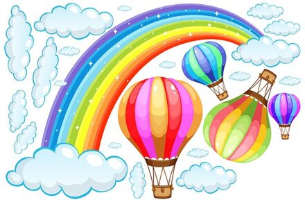 Cartoon Regenboog Patroon Muurstickers Home Decoratie Cartoon Muurstickers Verwijderbare Voor Kinderen Kamers Grafiek Nursery Decor Muur Ar