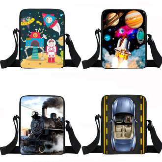 Cartoon Rocket Spaceship / Locomotive / Car Shoulder Bag Mini Messenger Bag Boy Girl Crossbody Bags Kids Book Bag Children Gift