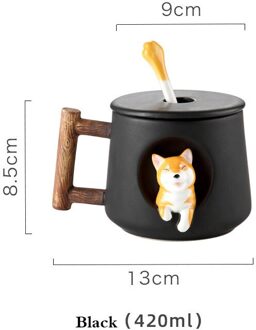 Cartoon Shiba Inu Keramische Mok Trend Persoonlijkheid Cups Met Deksel Lepel Paar Mannen En Vrouwen Thuis Drinkbeker Koffie 3