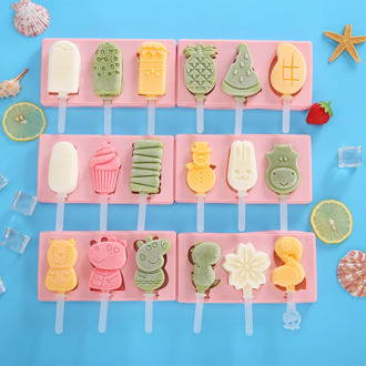 Cartoon Silicone Ice Cream Mould Children Home Homemade Popsicle Ice Cream Box DIY Dessert Mold Ice Cube tray Ice Pop Maker