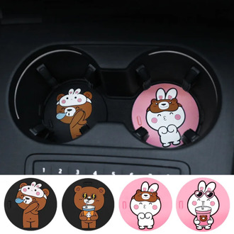 Cartoon Silicone Non-slip Car Mug Coaster Car Cup Holder Car Water Bottle Mat Cute Animals Mug Cushion Pad Car Decor Accessories
