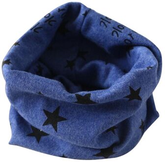 Cartoon Sjaal Herfst & Winter Jongens & Meisjes Kraag Baby Sjaal Katoen Ster O Ring Hals Sjaals Voor 2 ~ 10 jaar Oud 40*37cm blauw