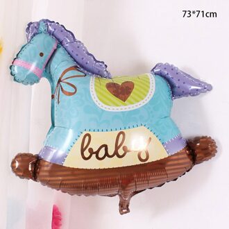 Cartoon Speelgoed Ballon Kinderen Houten Paard Kan Drijven De Lucht Bal Baby Verjaardagsfeestje Decoratie Aluminium Folie Ballon blauw