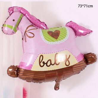 Cartoon Speelgoed Ballon Kinderen Houten Paard Kan Drijven De Lucht Bal Baby Verjaardagsfeestje Decoratie Aluminium Folie Ballon roze