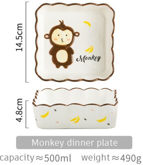 Cartoon Stijl Diner Plaat Barbecue Plaat Salade Keramische Diner Plaat Voor Kinderen aap dinner plate
