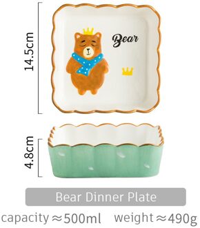 Cartoon Stijl Diner Plaat Barbecue Plaat Salade Keramische Diner Plaat Voor Kinderen beer Dinner Plate