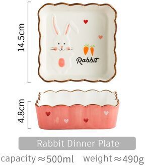 Cartoon Stijl Diner Plaat Barbecue Plaat Salade Keramische Diner Plaat Voor Kinderen konijn Dinner Plate