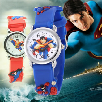 Cartoon Superman children watch for girls boys pupils students clock silicone high quality sports kids watches Christmas gift