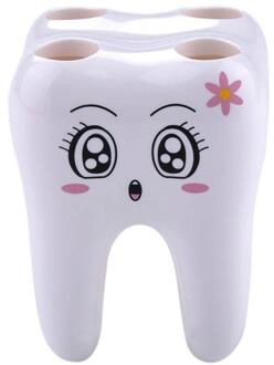 Cartoon Tanden Vorm 4 Gaten Tandenborstelhouder Stand Brush Rack Tandenborstel Plank Scheren Scheermes Opslag Houder voor Badkamer