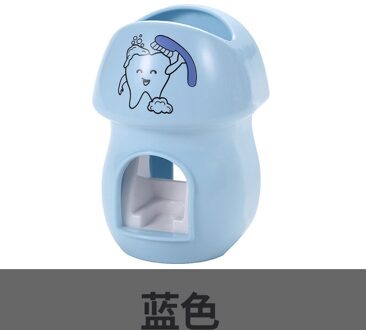 Cartoon Tandpasta Dispenser Badkamer Accessoires Set Tandenborstelhouder Automatische Tandenborstel Houder Tandpasta Knijper Kind blauw tooth