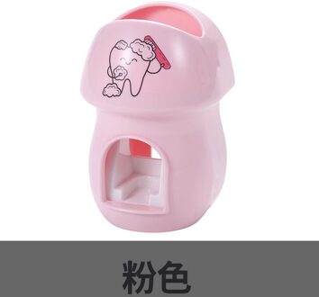 Cartoon Tandpasta Dispenser Badkamer Accessoires Set Tandenborstelhouder Automatische Tandenborstel Houder Tandpasta Knijper Kind roze tooth