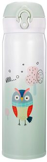 Cartoon Uil Vorm Thermoskan Thermos Water Flessen 350/500 Ml 304 Rvs Thermos Tumbler Kopjes Thee Mok thermocup 350ml / groen