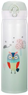 Cartoon Uil Vorm Thermoskan Thermos Water Flessen 350/500 Ml 304 Rvs Thermos Tumbler Kopjes Thee Mok thermocup 500ml / groen