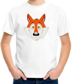 Cartoon vos t-shirt wit voor jongens en meisjes - Cartoon dieren t-shirts kinderen XL (158-164)
