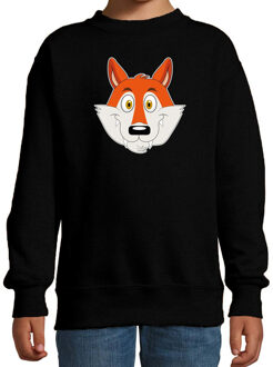 Cartoon vos trui zwart voor jongens en meisjes - Cartoon dieren sweater kinderen 14-15 jaar (170/176)