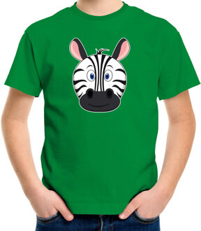 Cartoon zebra t-shirt groen voor jongens en meisjes - Cartoon dieren t-shirts kinderen L (146-152)