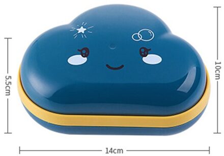 Cartoon Zeepkist Wolken Vorm Badkamer Afvoer Zeep Houder Draagbare Reizen Zeep Bescherm Case Opslag Gerechten Badkamer Accessoires donker blauw