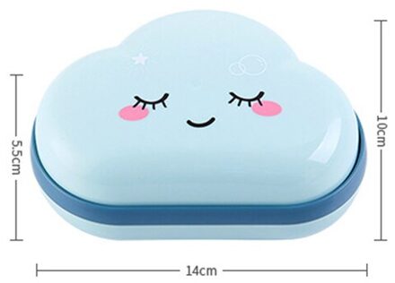 Cartoon Zeepkist Wolken Vorm Badkamer Afvoer Zeep Houder Draagbare Reizen Zeep Bescherm Case Opslag Gerechten Badkamer Accessoires licht blauw