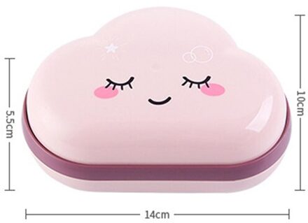 Cartoon Zeepkist Wolken Vorm Badkamer Afvoer Zeep Houder Draagbare Reizen Zeep Bescherm Case Opslag Gerechten Badkamer Accessoires roze
