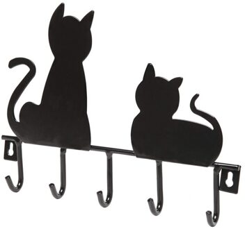 Cartoon Zwarte Kat Hanger Holder Metal Key Rack Hangers Thuis 5 Gemonteerd Decor Decoratieve Muur Haken Ijzer Jas
