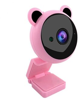 Cartoons 1080P Webcam Met Microfoon Hd Online Cursus Onderwijs Usb Netwerk Webcam Computer Web Camera Live Video Conferentie roze
