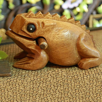 Carved Croaking Wood Percussion Musical Sound Wood Frog Tone Block Toy