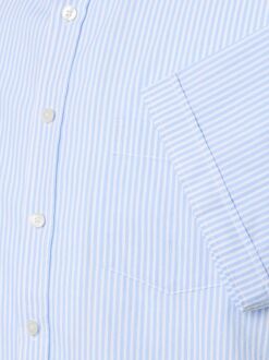 Casa Moda Korte Mouwen Overhemd Strepen Blauw Lichtblauw - 3XL,4XL,5XL,6XL,L,M,XL,XXL