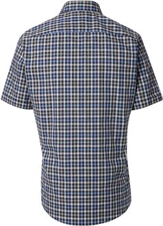 Casa Moda Short Sleeve Overhemd Ruiten Navy Cognac - XL