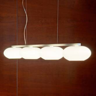 CASABLANCA Aih - Hanglamp met vier glazen kappen geborsteld aluminium, wit