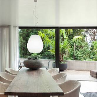 CASABLANCA Bagan hanglamp, 1-lamp, Ø 26 cm mat opaalwit, alu