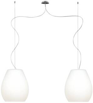 CASABLANCA Bagan hanglamp 2-lamps, Ø 26 cm mat opaalwit, alu