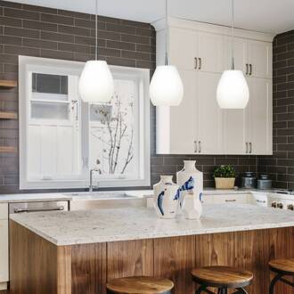 CASABLANCA Bagan hanglamp, 3-lamps, Ø 13cm aluminium, opaal wit mat