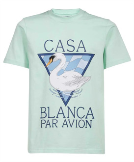 CASABLANCA Bedrukt Logo Katoenen T-Shirt - Groen Casablanca , Green , Heren - 2Xl,Xl,L